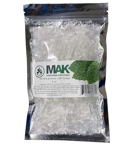 Cristales de Mentol Mak 4 oz - 100% Natural y Orgánico - Cristales de Menta Mentha Arvensis - Bolsa Reutilizable para Frescura Duradera - imagen 6