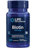Suplemento de Biotina 600 mcg de Life Extension para el Cuidado del Cabello y Uñas – Libre de Gluten, No Transgénico - 100 Cápsulas - imagen 1