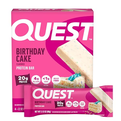 Barritas de Proteína Quest Nutrition Sabor Pastel de Cumpleaños, 20g de Proteína, 4g de Carbohidratos Netos, 1g de Azúcar, Sin Gluten, Keto, Paquete - imagen 1