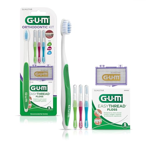 Kit Ortodóntico GUM – Cepillo de dientes ortodóntico, 3 tamaños de Proxabrush, hilo dental EasyThread resistente y cera orto sin sabor - imagen 4