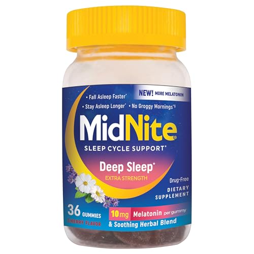 MidNite Suplemento Herbal para Dormir Extra Fuerte, 10 mg de Melatonina, 36 Gomas Vegetarianas, Sin Habitualidad, Libre de Drogas, Gluten y Lactosa - imagen 2