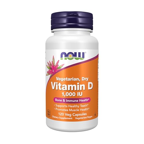Suplementos NOW Foods, Vitamina D 1,000 UI Seco, Alta Potencia, Huesos Fuertes*, Soporte Estructural*, 120 Cápsulas Veganas - imagen 3