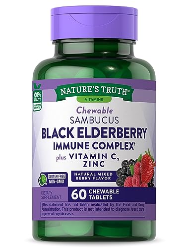 Complejo Inmunológico de Saúco de Nature's Truth | 60 Tabletas Masticables | Con Vitamina C y Zinc | Sabor a Frutos Rojos | Suplemento Vegano, No - imagen 3