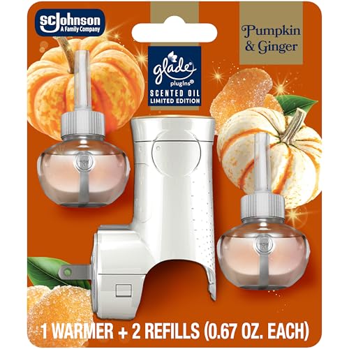Kit de Inicio Glade PlugIns con Recargas de Ambientador, Calabaza y Jengibre, Aceites Esenciales para el Hogar y Baño, 0.67 Fl Oz, 1 Calentador + 2 - imagen 2