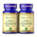 Suplemento Dietético Puritan's Pride Premium Sunvite™ Vitamina D3 Mega Potente 10,000 UI, 100 Cápsulas Blandas de Liberación Rápida para Huesos, - imagen 1