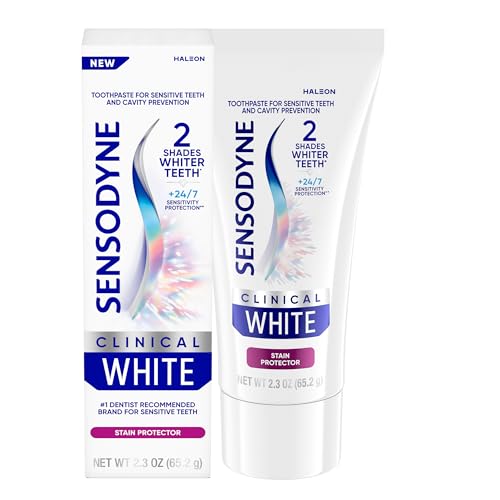 Pasta Dental Sensodyne Clinical White, Blanqueamiento Clínicamente Comprobado para Dientes Sensibles, Protector de Manchas, 2.3 oz - imagen 1