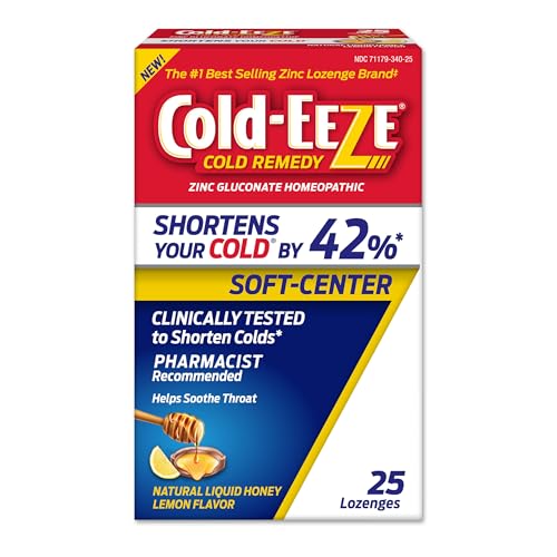 Pastillas Cold-Eeze de Centro Suave, Sabor Natural de Miel y Limón, con Zinc, Reduce la Duración del Resfriado en 42%, Alivia Garganta, Tos y - imagen 3