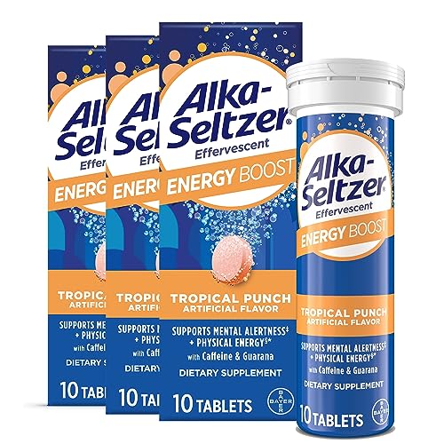 Alka-Seltzer Energy Boost: Suplemento Energético Diurno con Cafeína, Guaraná y Vitaminas B, Tabletas Efervescentes Sin Azúcar, Sabor Tropical, 30 - imagen 6