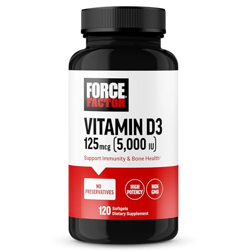 Force Factor Vitamina D3 5000 IU en Softgels, Suplemento de Alta Potencia para Inmunidad y Salud Ósea, Calidad Premium, Sin Conservadores, 120 - imagen 1
