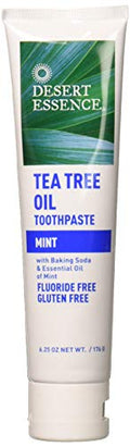 Pasta de Dientes Desert Essence con Aceite de Árbol de Té - Menta - 6.25 Onzas - Sabor Refrescante - Limpieza Profunda - Combate la Placa - Sal - imagen 1