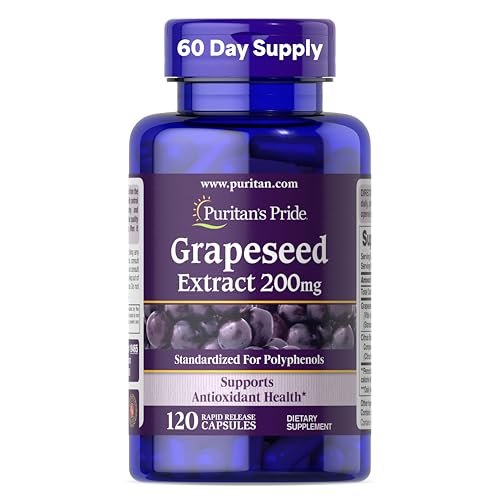 Extracto de Semilla de Uva Puritan's Pride 200mg, Suplemento Dietético para Antioxidantes y Salud Cardiaca, 120 Cápsulas de Liberación Rápida, - imagen 3