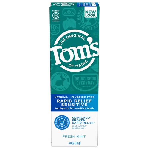 Pasta dental natural Tom's of Maine, alivio rápido para dientes sensibles, sin flúor, menta fresca, 4 onzas - imagen 2