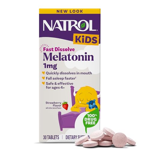 Melatonina Natrol Kids 1 mg en Tabletas de Fresa, Suplemento Dietético para un Sueño Reparador, 30 Tabletas, Suministro para 30 Días - imagen 1