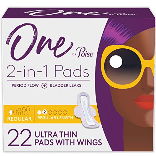 Toallas Femeninas One by Poise con Alas (2 en 1 para Menstruación y Fugas de Orina), Regular, Absorbencia Regular para Flujo Menstrual, 22 Piezas - imagen 2