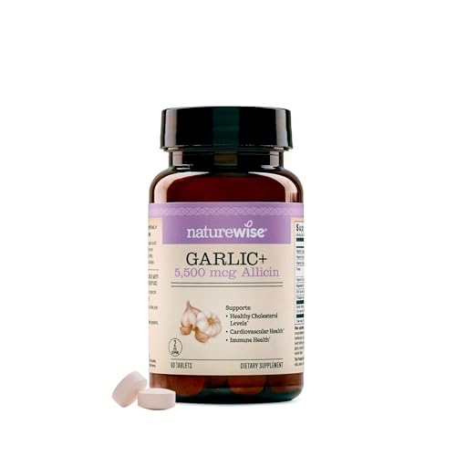 Suplemento de Extracto de Ajo NatureWise 5,500 mcg Alicina - Fórmula Saludable para Colesterol y Presión Arterial + Vitaminas B y C - Tabletas - imagen 1