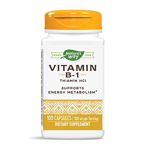 Vitaminas B1 de Nature's Way, Alta Potencia, 100 mg de Tiamina por Porción, Apoya el Metabolismo Energético, Libre de Gluten, 100 Cápsulas - imagen 2
