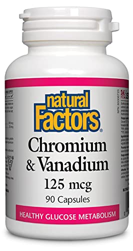 Natural Factors, Cromo y Vanadio 125 mcg, Apoya un Metabolismo Saludable, 90 cápsulas - imagen 1