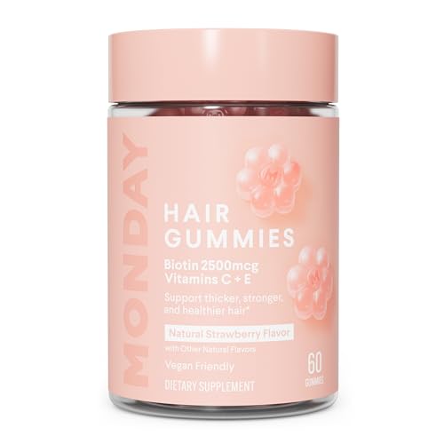 Gomitas para el cabello MONDAY HAIRCARE con 2500 mcg de Biotina, Vitamina C y E para un cabello más grueso, fuerte y saludable - 60 piezas - imagen 2