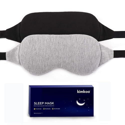 Mascarilla para Dormir Kimkoo - Máscara para Ojos, Bloquea la Luz Perfectamente, Suave y Cómoda, Ideal para Viajes, Incluye Bolsa (Negro+Gris) - imagen 5