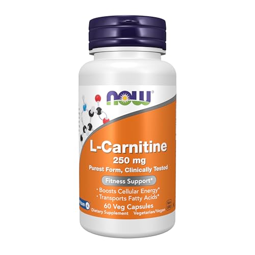 NOW Suplementos, L-Carnitina 250 mg, Forma Pura, Aminoácido, Soporte para Fitness*, 60 Cápsulas Veganas - imagen 1