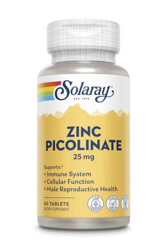 SOLARAY Zinc Picolinate 25 mg - Suplemento de Zinc para Hombres y Mujeres - Apoyo Inmunológico - Vegano, Sin Gluten - 60 Tabletas, 60 Porciones - imagen 1