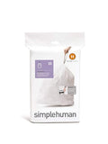 Bolsas de Basura con Cinta Drawstring simplehuman Code H, Paquete de 20, 30-35 Litros / 8-9 Galones, Color Blanco - imagen 1