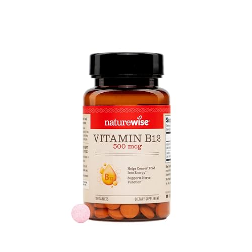 NatureWise Vitamina B12 500 mcg - Suplemento B12 para Energía, Claridad Mental y Soporte del Sistema Nervioso - Fácil de Tragar, Vegano y No - imagen 2