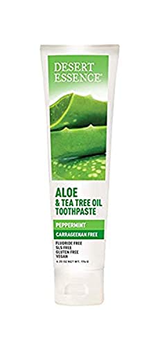 Pasta de Dientes Desert Essence con Aloe y Aceite de Árbol de Té, Sin Flúor, Sin SLS, Vegana, Sin Gluten, Menta, 6.25 oz. - imagen 5
