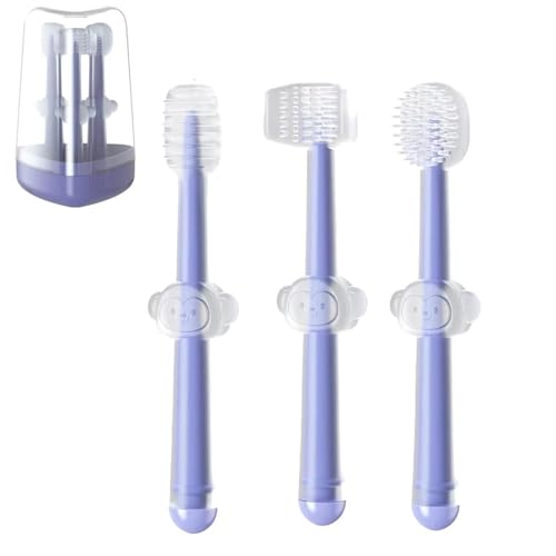 PandaEar Set de 3 Cepillos de Dientes de Silicón para Niños de 0 a 18 Meses, Limpiador de Lengua + Cepillo U-Shape + r Cepillo para Dientes - imagen 2