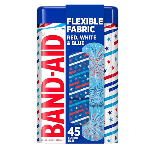 BAND-AID Curitas de Tela Flexibles, Protección Cómoda y Cuidado de Heridas para Cortes y Raspones, Diseños de Estrellas y Rayas Americanas, 45 piezas - imagen 5