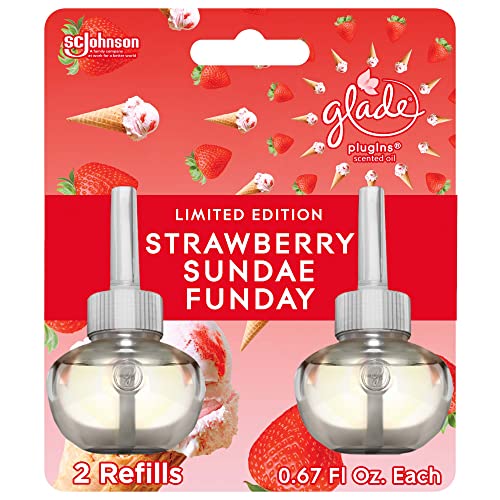 Recargas de Ambientador Glade PlugIns, Aceites Esenciales y Aromatizados para el Hogar y Baño, Fresa Sundae Funday, 1.34 Oz, Paquete de 2 - imagen 4