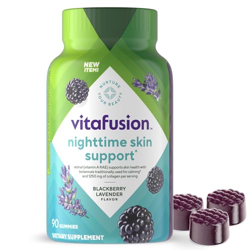 vitafusion Suplemento de Belleza Nocturno (1), Con Retinol (Vitamina A RAE), Colágeno y Botánicos para la Noche, Sabor Mora y Lavanda, 90 Cápsulas - imagen 3