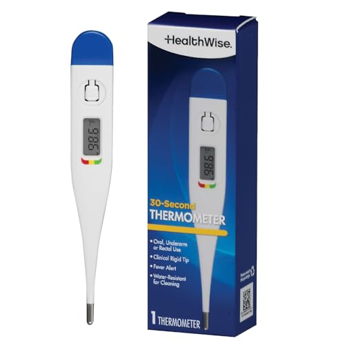 Termómetro Digital Healthwise | Lectura en 30 Segundos | Indicador de Fiebre | Punta Rígida Clínica | Resistente al Agua y Fácil de Limpiar | Incluye - imagen 4