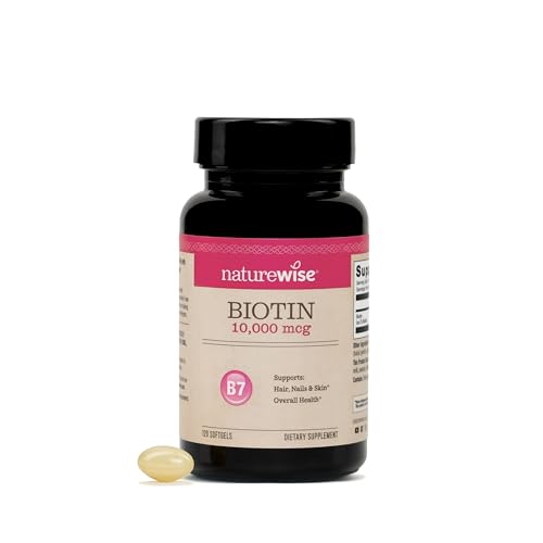 NatureWise Biotina Alta Potencia 10,000 mcg en Softgels - Apoyo para el Crecimiento del Cabello, Piel y Uñas - No GMO, Fabricado en EE. UU. - 120 - imagen 3