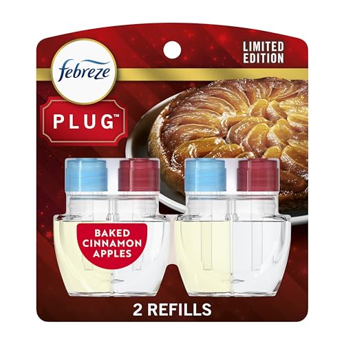Recarga de Ambientador Febreze Plug In, Aceite Aromatizante para el Hogar y Baño, Manzana Canela Horneada, 0.87oz, Paquete de 2 - imagen 1
