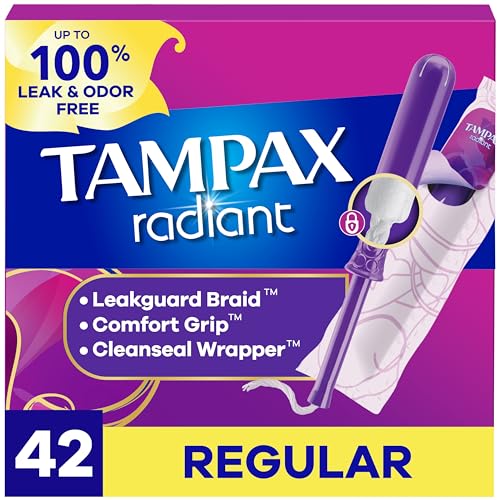 Tampones Tampax Radiant 42 R 2.7X 3/4, 42 piezas, color rosa y azul - imagen 3