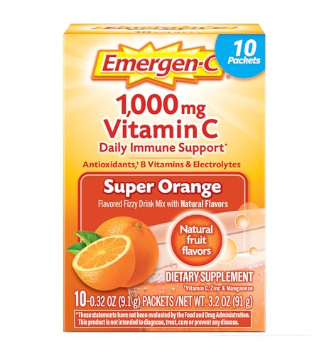 Emergen-C 1000mg de Vitamina C en Polvo Sabor Naranja Super, 10 Sobres, Apoyo Inmunológico con Zinc, Manganeso, 7 Vitaminas B y Electrolitos - imagen 6