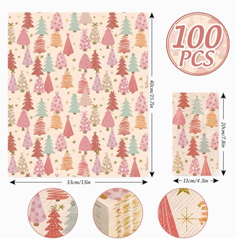 servilletas con diseño de árbol rosa