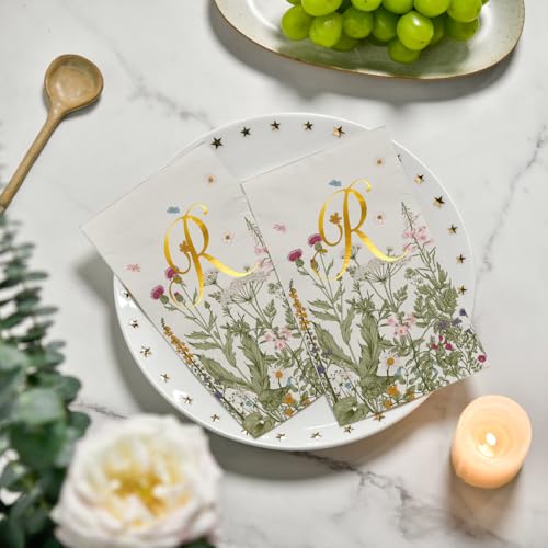 servilletas con letra R en foil dorado