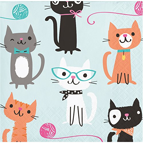 servilletas de bebida fiesta gatos coloridas