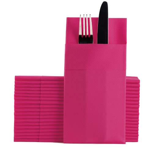 servilletas de cena fucsias elegantes