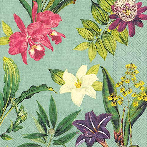 servilletas de cóctel flores menta