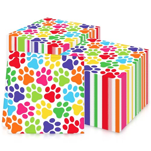 servilletas de fiesta con huellas de perro