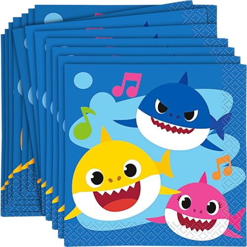 servilletas de papel Baby Shark coloridas