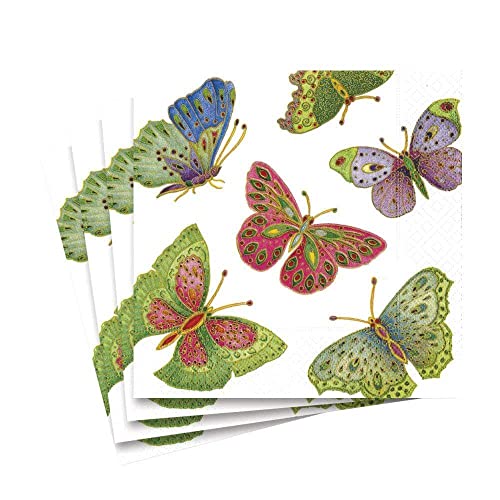 servilletas de papel Caspari con mariposas