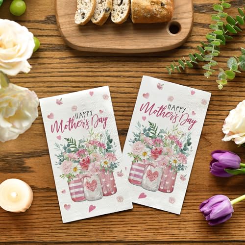 servilletas de papel con flores para el Día de las Madres