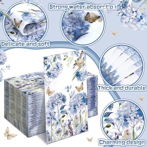 servilletas de papel de hortensias coloridas