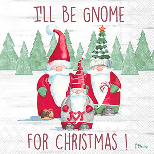 servilletas de papel gnome navideñas
