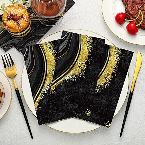 Servilletas de papel mármol negro elegantes