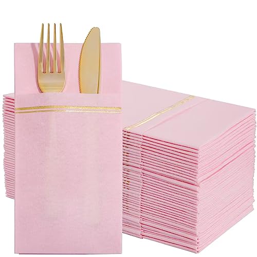 servilletas de papel rosa con bolsillo